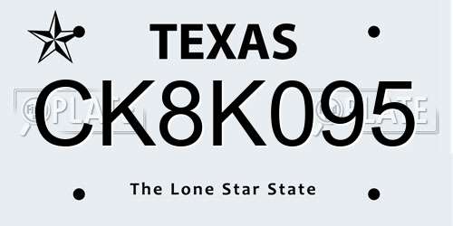 CK8K095 Texas License Plate
