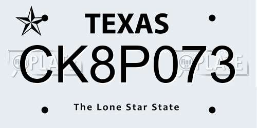 CK8P073 Texas License Plate