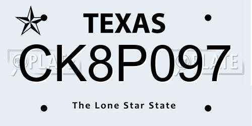 CK8P097 Texas License Plate