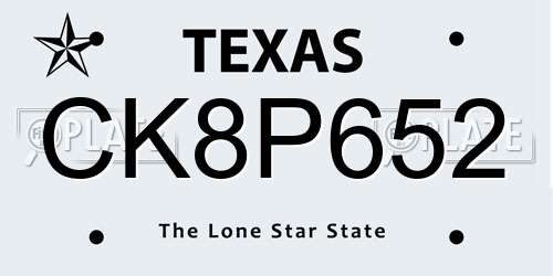 CK8P652 Texas License Plate