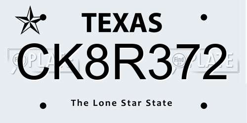 CK8R372 Texas License Plate