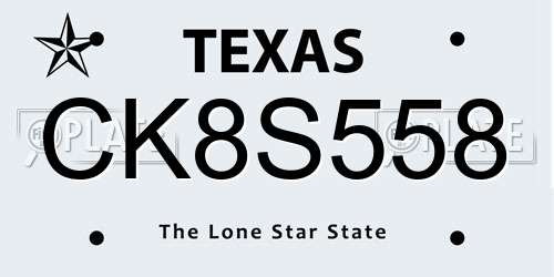 CK8S558 Texas License Plate