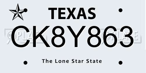 CK8Y863 Texas License Plate