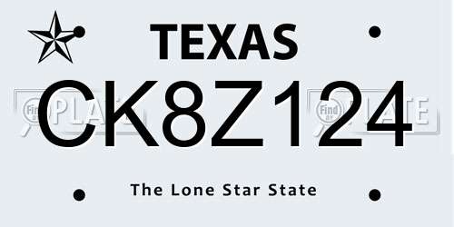 CK8Z124 Texas License Plate