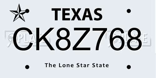 CK8Z768 Texas License Plate