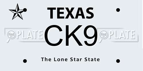 CK9 Texas License Plate