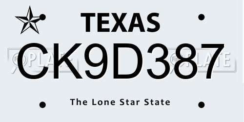 CK9D387 Texas License Plate