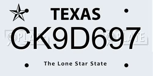CK9D697 Texas License Plate