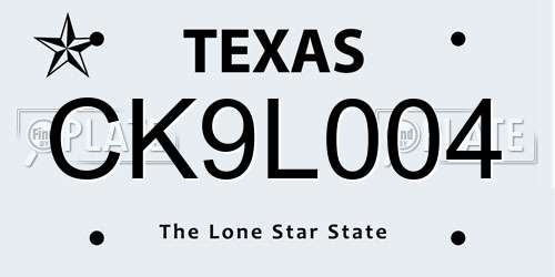 CK9L004 Texas License Plate