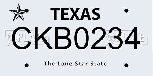 CKB0234 Texas License Plate