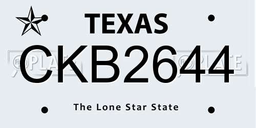CKB2644 Texas License Plate