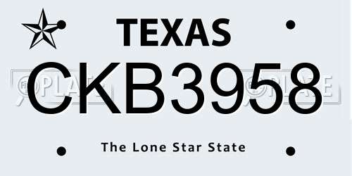 CKB3958 Texas License Plate