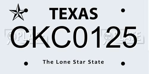 CKC0125 Texas License Plate
