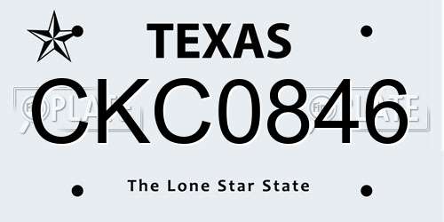 CKC0846 Texas License Plate