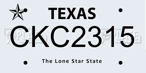 CKC2315 Texas License Plate