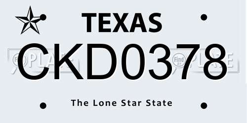 CKD0378 Texas License Plate
