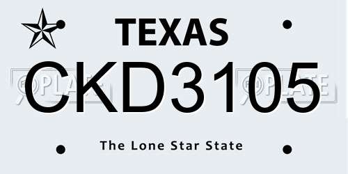 CKD3105 Texas License Plate