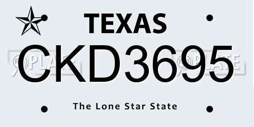 CKD3695 Texas License Plate