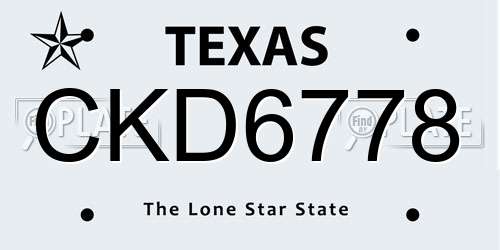 CKD6778 Texas License Plate