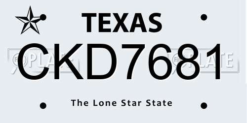 CKD7681 Texas License Plate