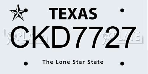CKD7727 Texas License Plate