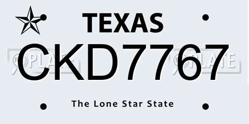 CKD7767 Texas License Plate