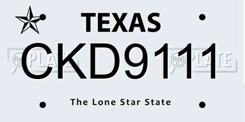 CKD9111 Texas License Plate