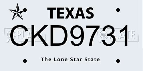 CKD9731 Texas License Plate