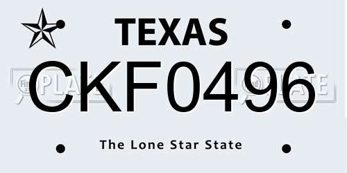 CKF0496 Texas License Plate