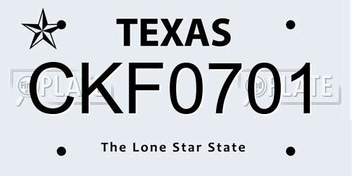 CKF0701 Texas License Plate