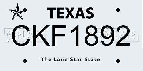 CKF1892 Texas License Plate