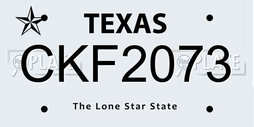 CKF2073 Texas License Plate