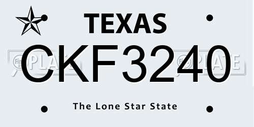 CKF3240 Texas License Plate