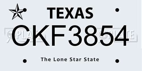 CKF3854 Texas License Plate
