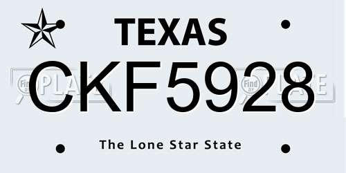 CKF5928 Texas License Plate