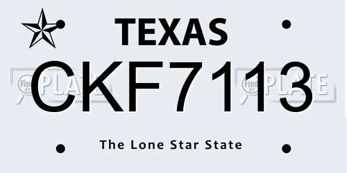 CKF7113 Texas License Plate