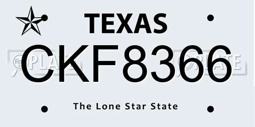CKF8366 Texas License Plate