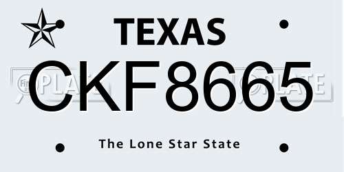 CKF8665 Texas License Plate