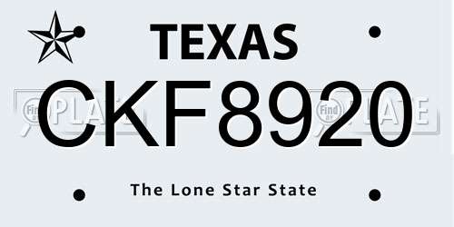 CKF8920 Texas License Plate