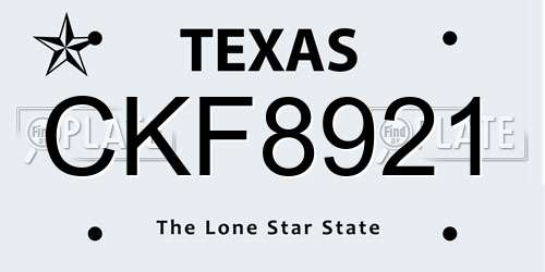 CKF8921 Texas License Plate