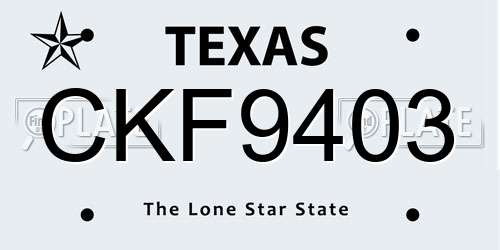 CKF9403 Texas License Plate