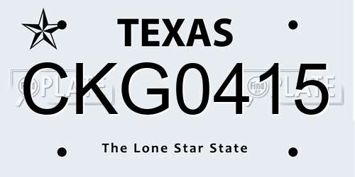 CKG0415 Texas License Plate