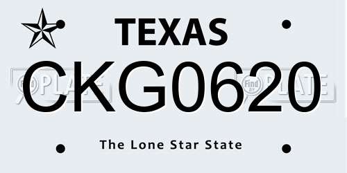 CKG0620 Texas License Plate