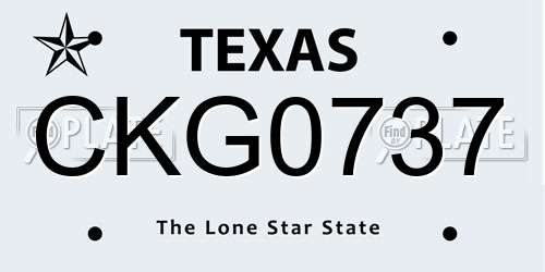 CKG0737 Texas License Plate