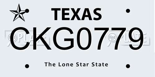 CKG0779 Texas License Plate