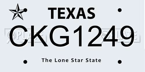 CKG1249 Texas License Plate