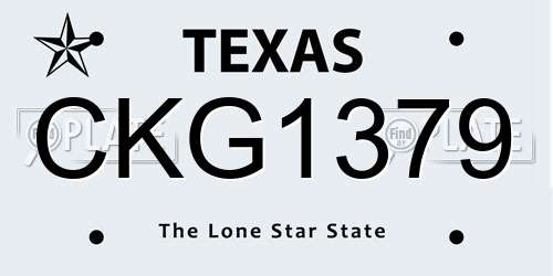 CKG1379 Texas License Plate