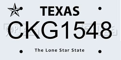 CKG1548 Texas License Plate