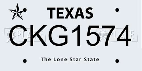 CKG1574 Texas License Plate