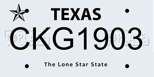 CKG1903 Texas License Plate
